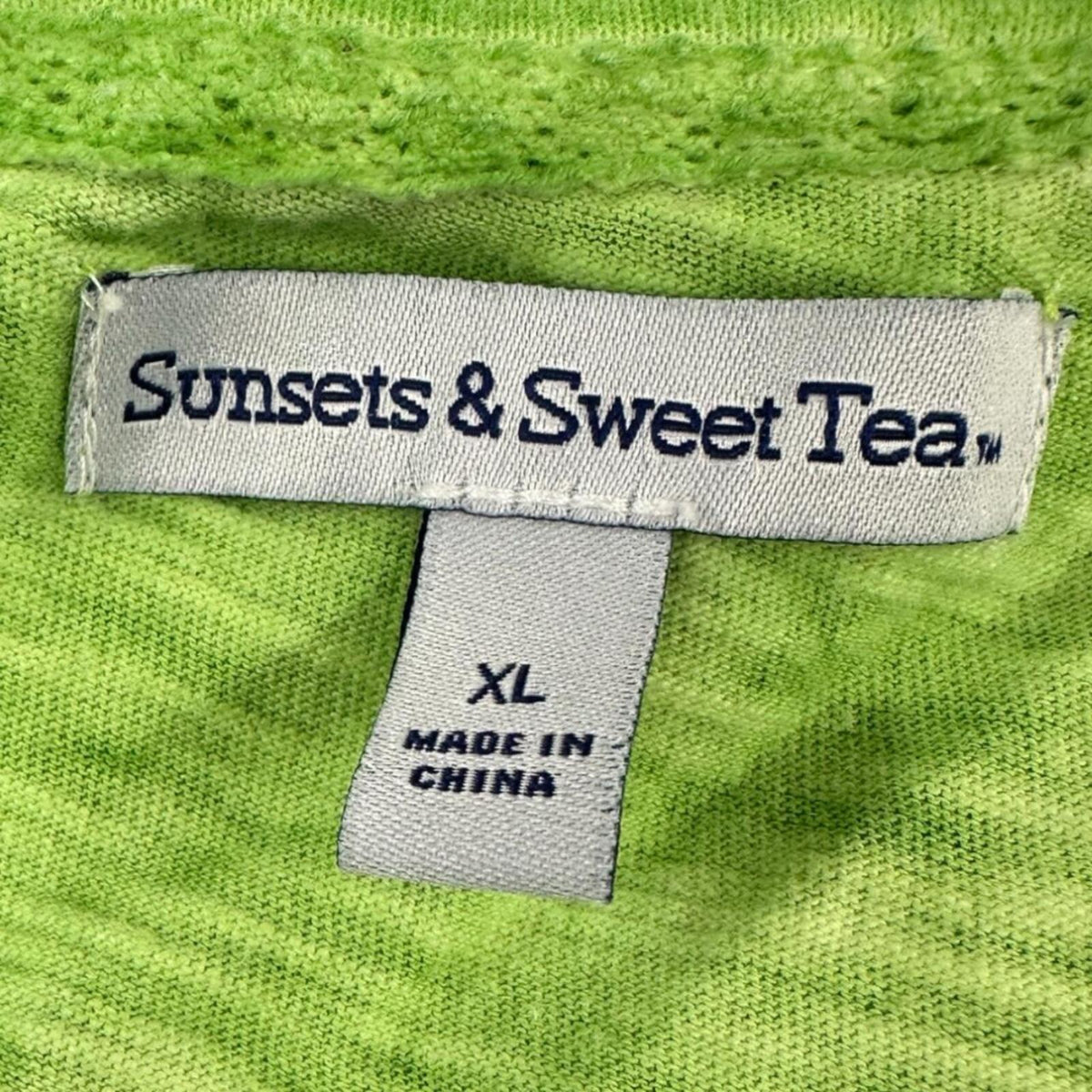 Sunsets & Sweet Tea Lime Green 3/4 Sleeve V Neck Tee Casual Y2K Preppy