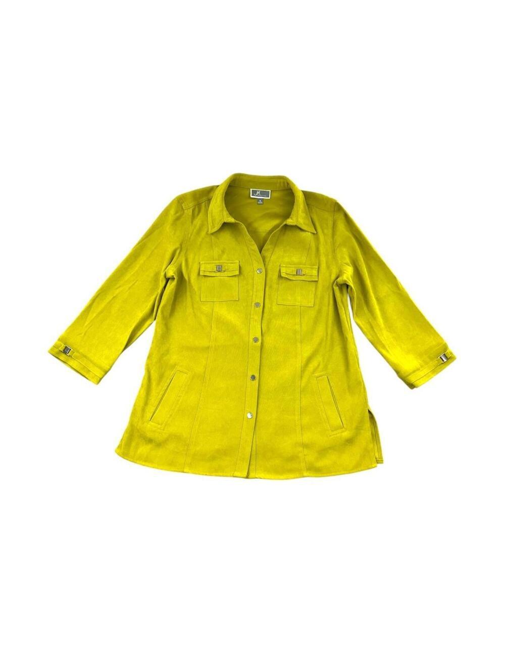 JM Collection Chartreuse Green Faux Suede Shacket Bohemian Retro