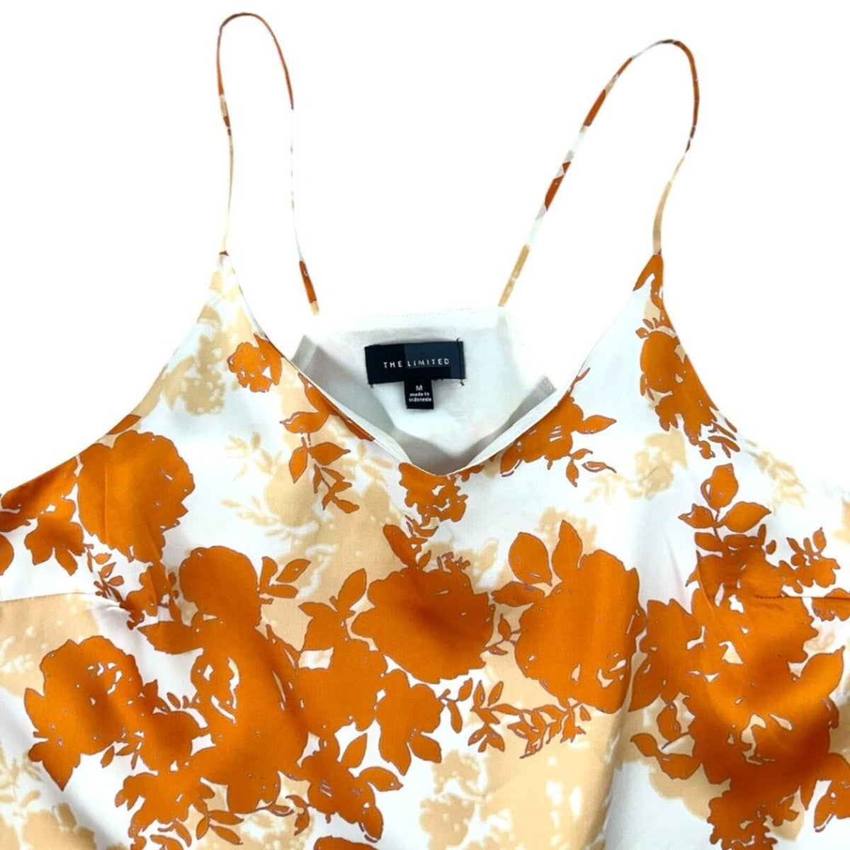 The Limited Floral Camisole Tank Top Orange White Navy Striped
