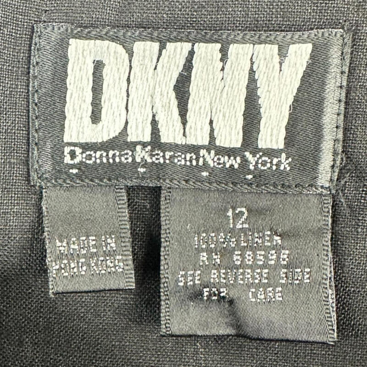 DKNY High Waisted Linen Skirt Black Button Front Belted Waist Y2K