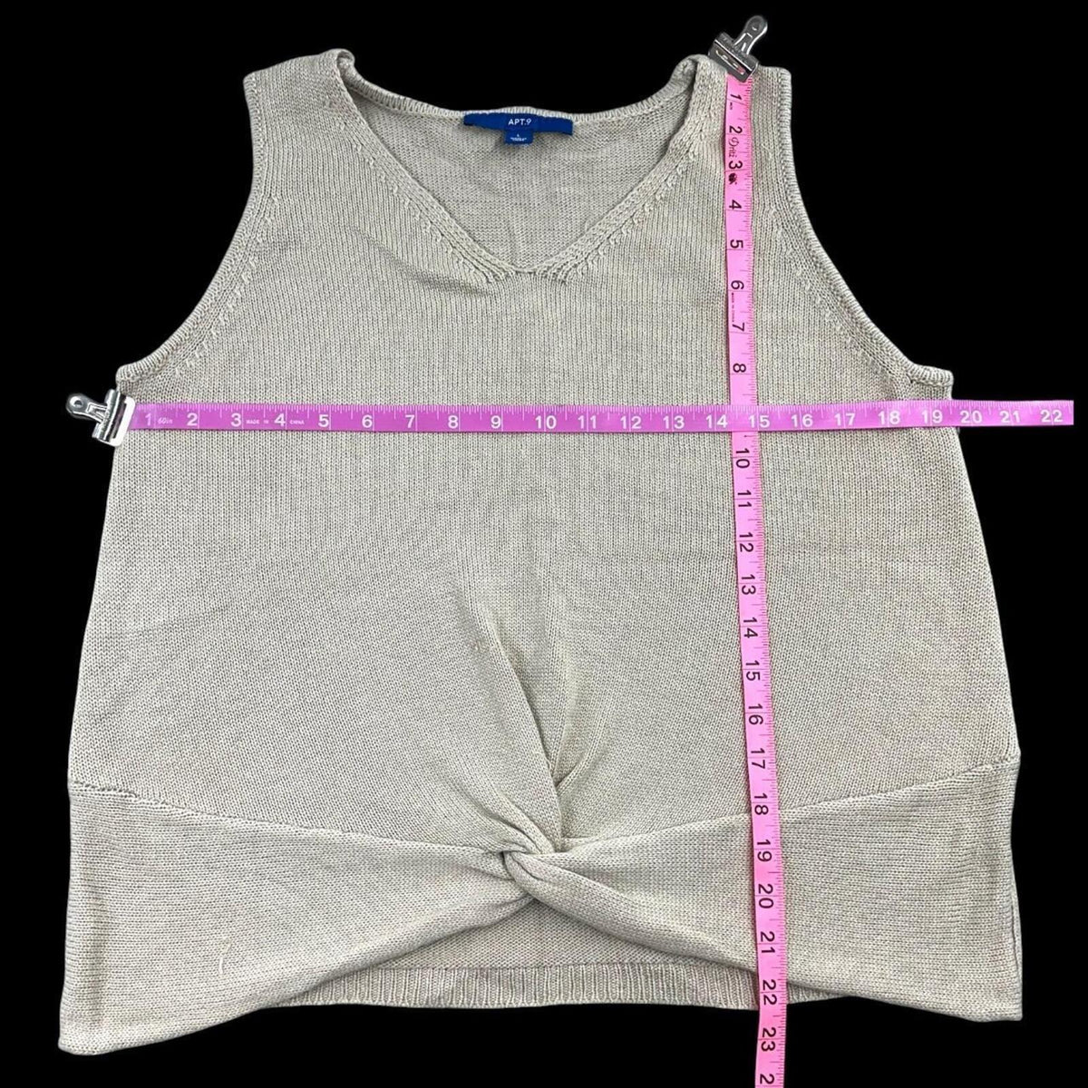 Apt. 9 Lightweight Knit Sweater Tank Top in Cream with Twist Knot Detail