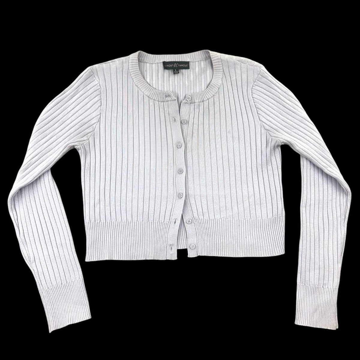 Almost Famous Lavender Ribbed Cropped Cardigan 90s Minimalist Coquette