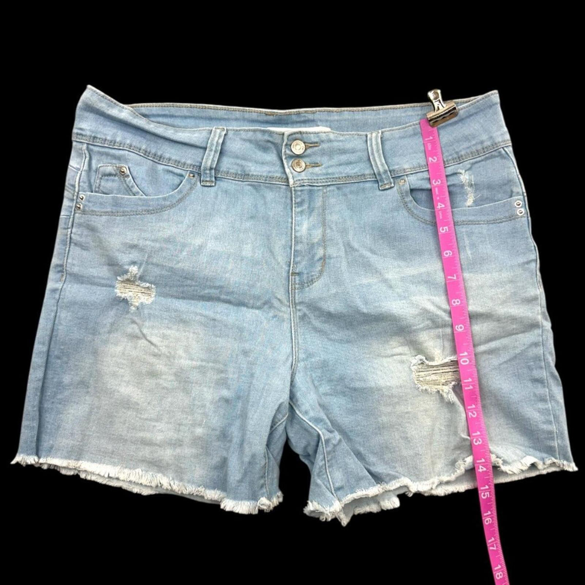 YMI Jeans Light Wash Distressed Denim Shorts Mid Rise WannaBettaButt
