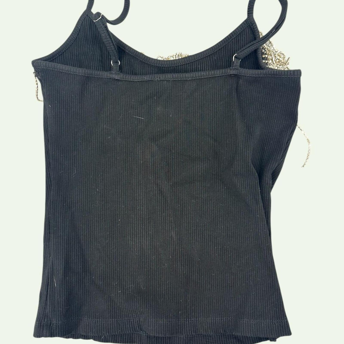 Charlotte Russe Rhinestone Fringe Tank Top Black Y2K Punk Western