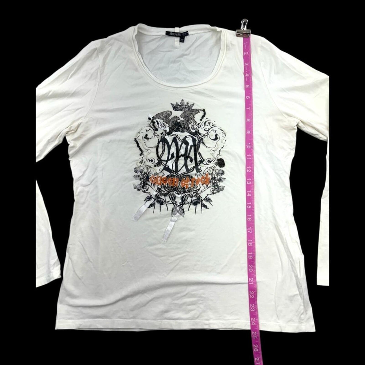 Marc by Marc Jacobs White Long Sleeve Graphic Top Y2K Indie Punk