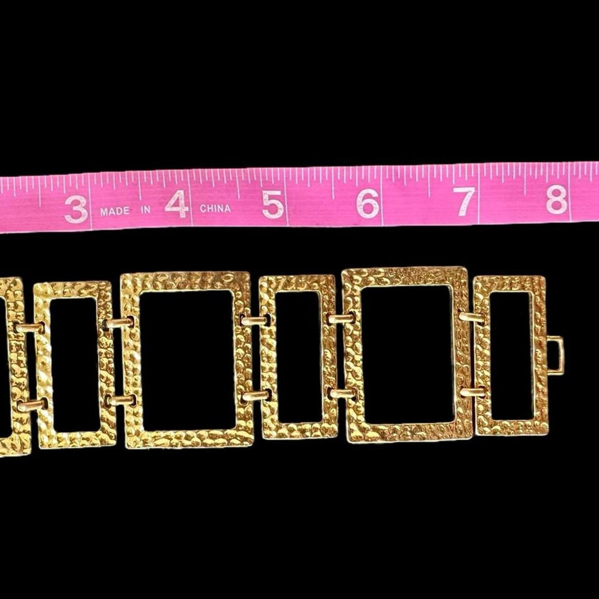 Bold Gold Tone Geometric Statement Bracelet