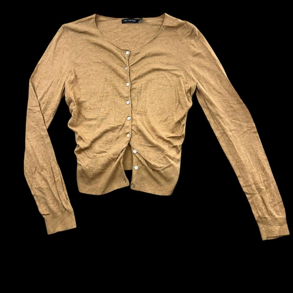 The Limited Golden Tan Cardigan Classic Preppy Minimalist Sweater