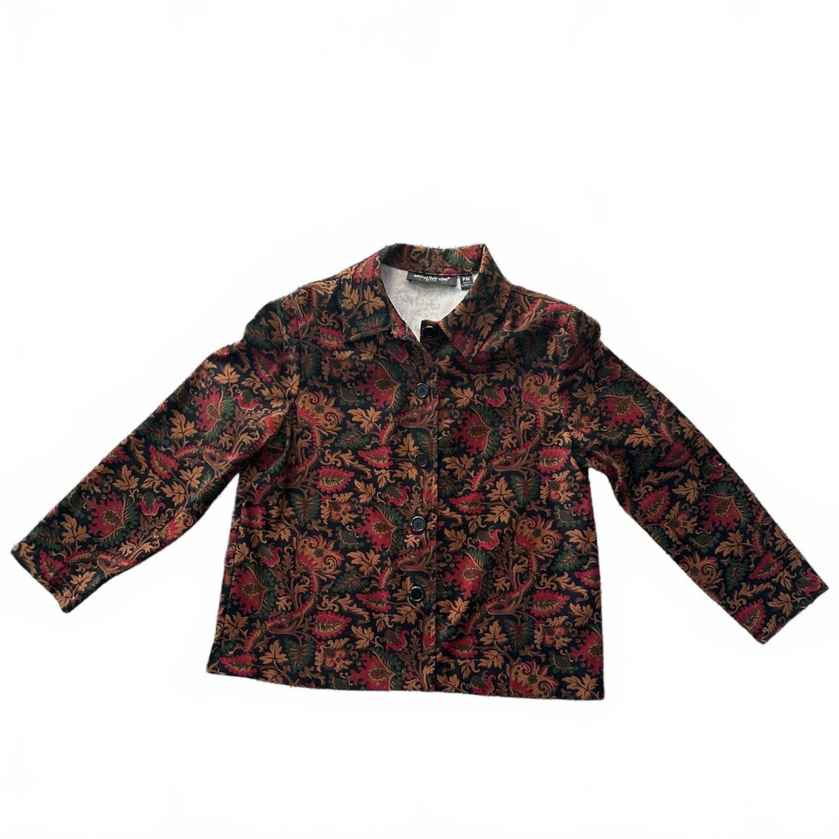 Briggs New York Vintage Black Red Green Paisley Button Up Shacket Jacket Punk