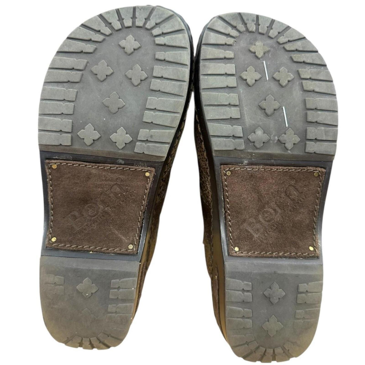 Born Brown Leather Clog Mule Slides with Adjustable Buckle