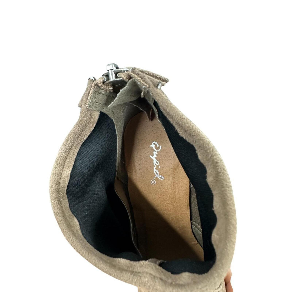 Qupid Taupe Faux Suede Ankle Boots with Block Heel