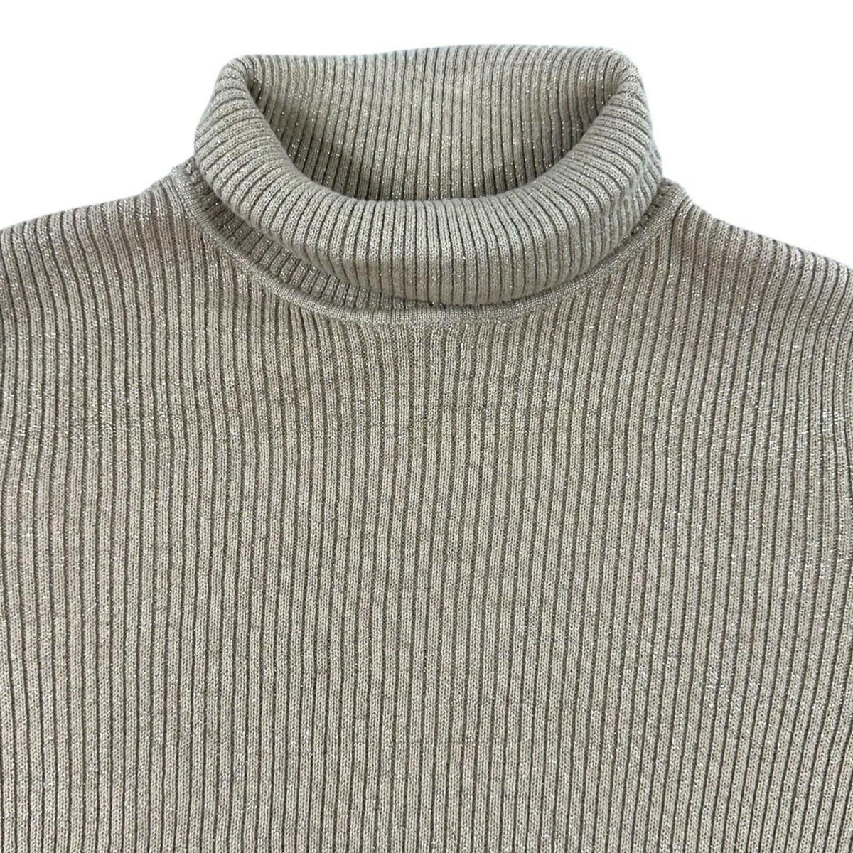 Basic Editions Beige Ribbed Knit Turtleneck Sweater Classic Minimalist 90s