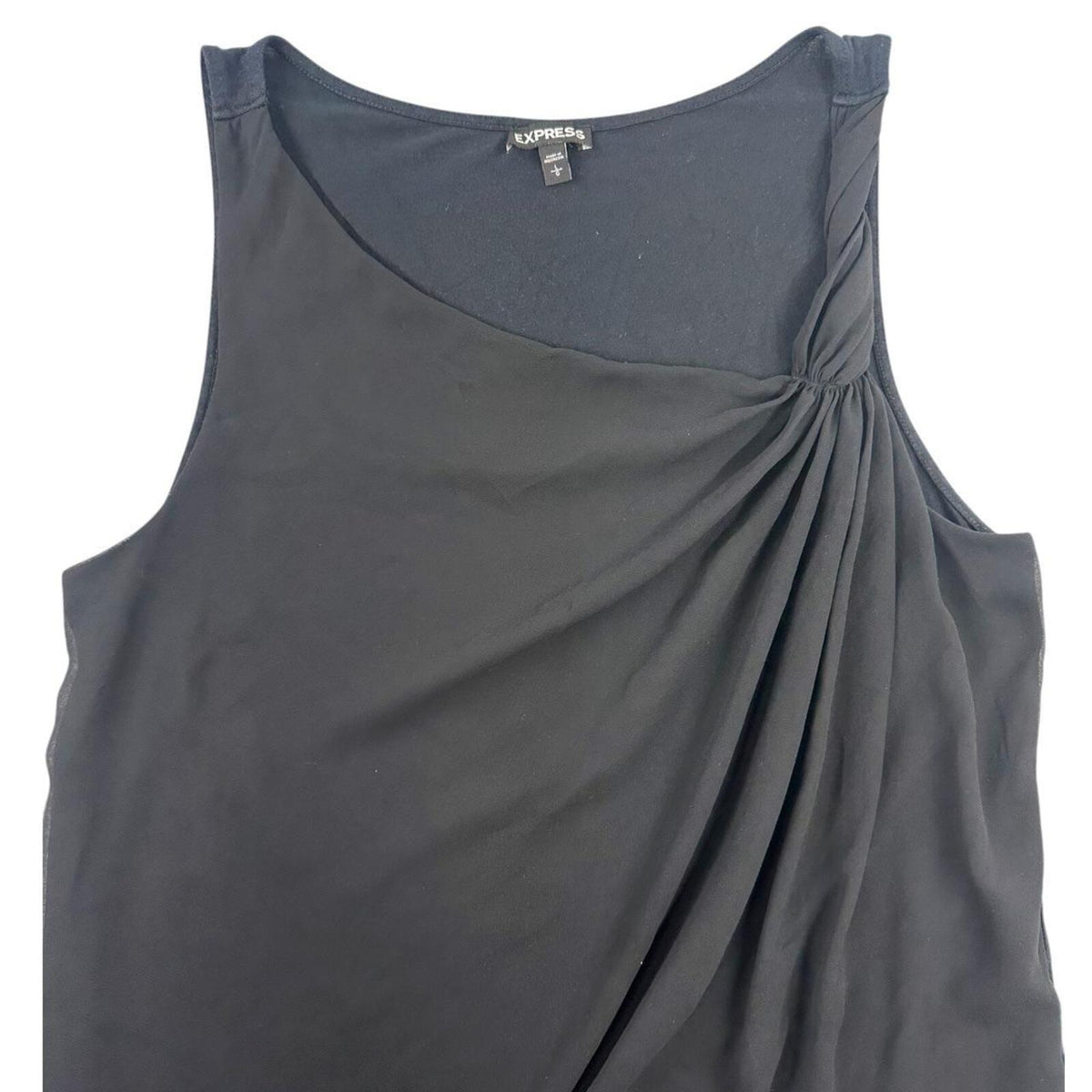 Express Black Asymmetrical Draped Tank Top Office Siren Y2K Minimalist