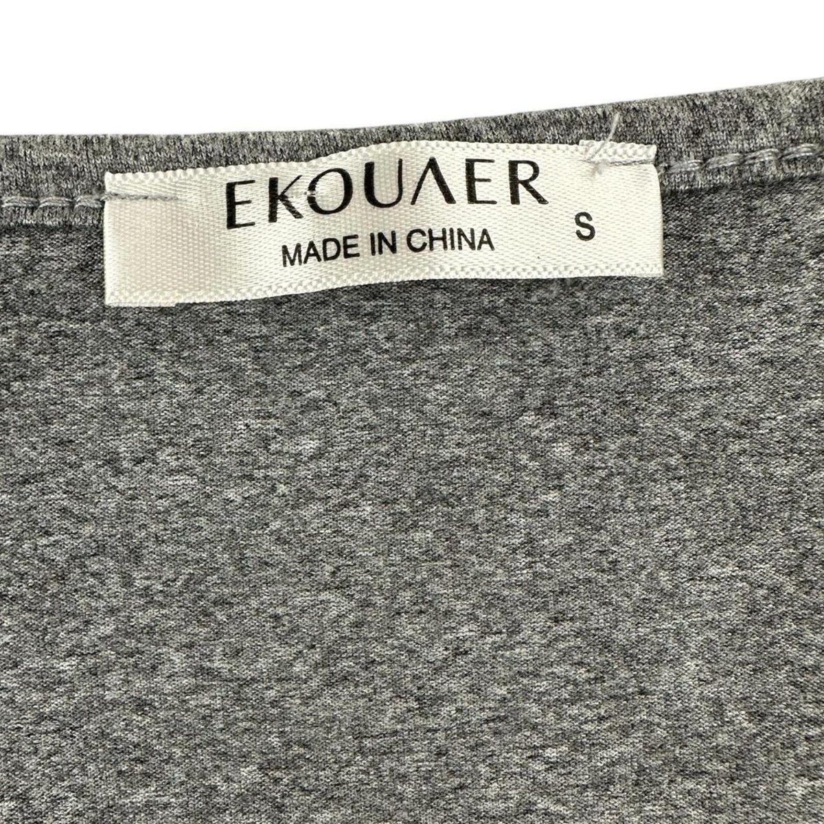 Ekouaer Grey Ruched V Neck Top Y2K Style