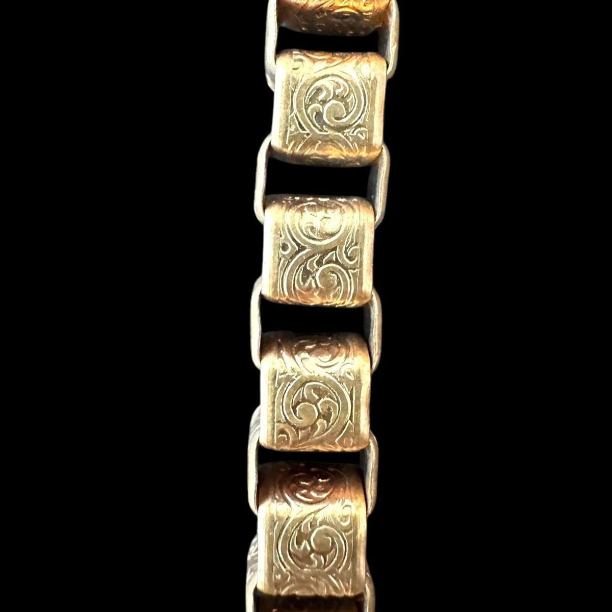 Vintage Gold Tone Engraved Box Chain Bracelet/Anklet