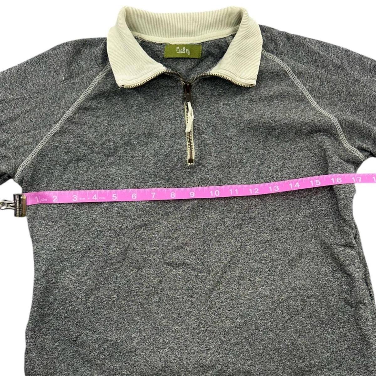 Pulp Grey Marl Quarter Zip Pullover Casual Preppy Sporty Sweater