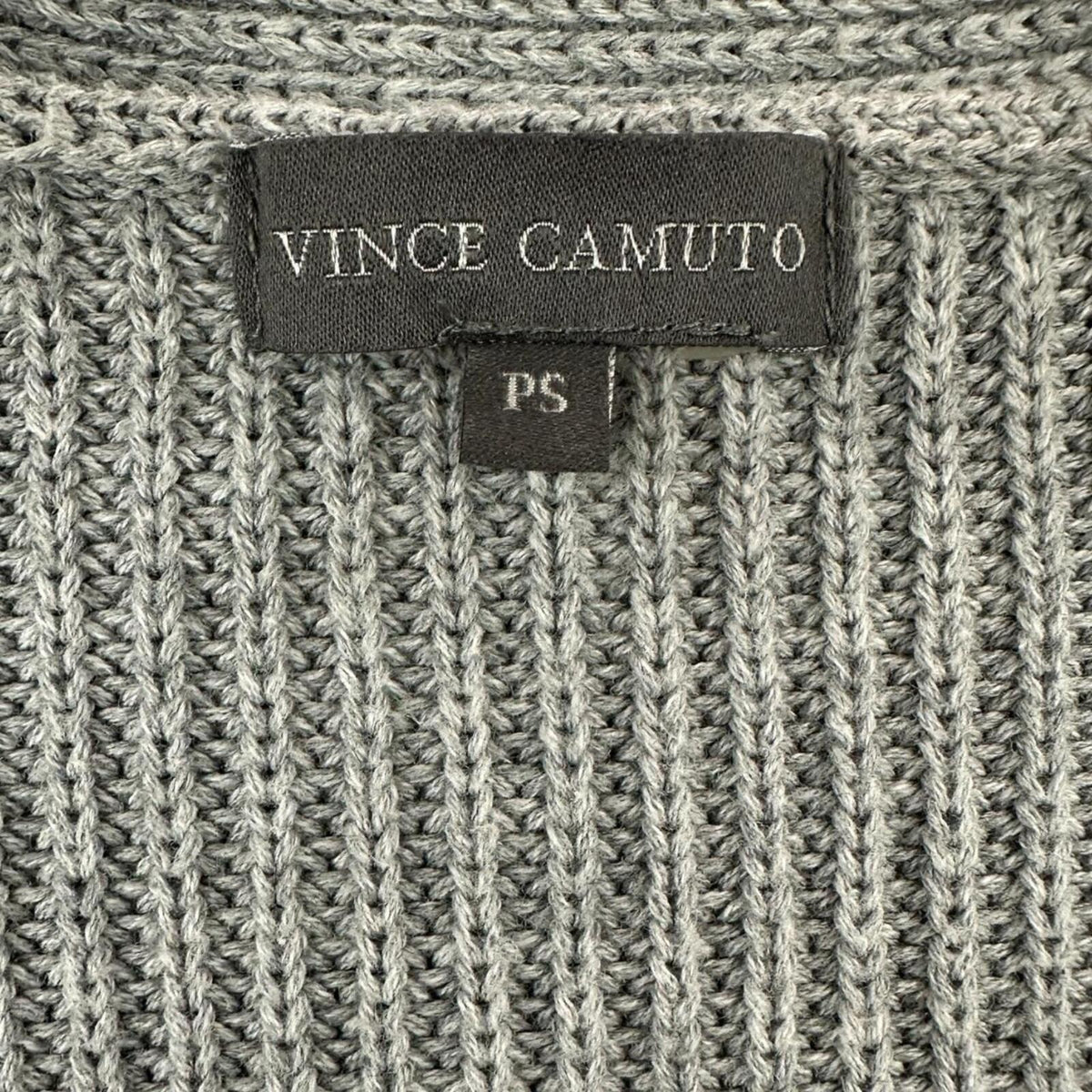 Vince Camuto Grey Ribbed Zip Up Knit Cardigan