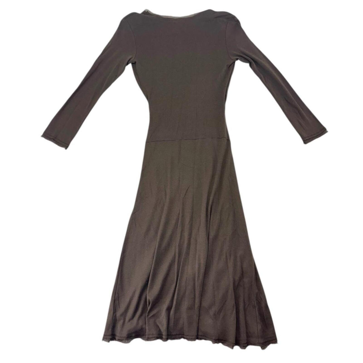 Linq Dark Brown Long Sleeve Wrap Dress Midi Soft Jersey Knit