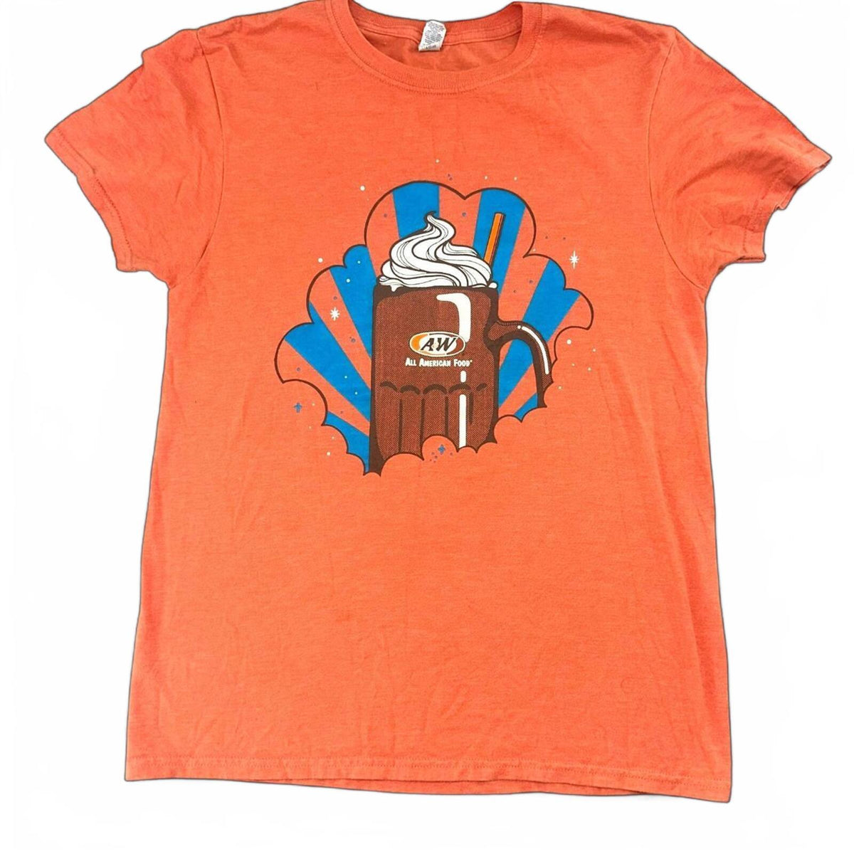 Retro Orange A&W Root Beer Float Graphic T-Shirt Casual Y2K
