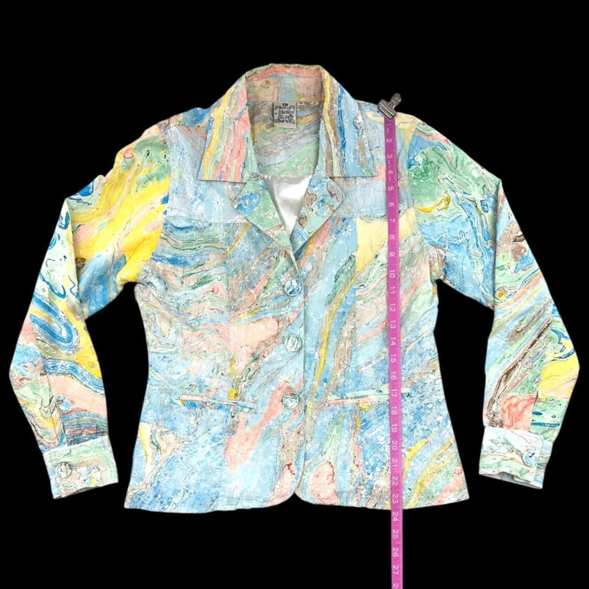 Parsley & Sage Marbled Button Down Jacket Multi Color Bohemian Preppy