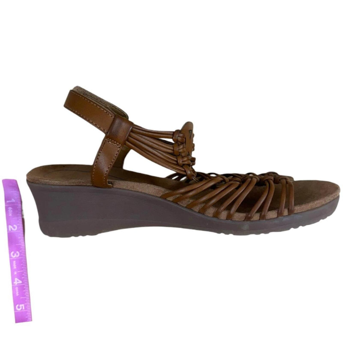 Baretraps Taren Wedge Strappy Sandals Brown Vegan Friendly Casual Boho