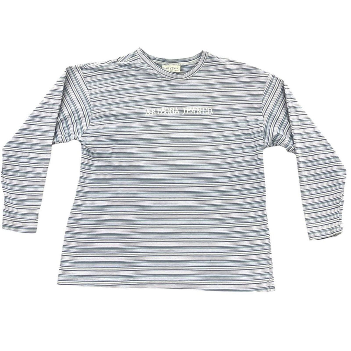 Arizona Jean Co Vintage Inspired Micro Striped Long Sleeve Tee Blue