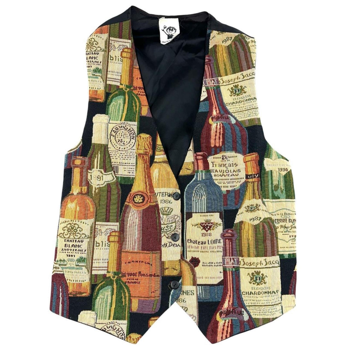 Chris's Stuff Vintage Wine Bottle Tapestry Vest Bohemian Whimsigoth