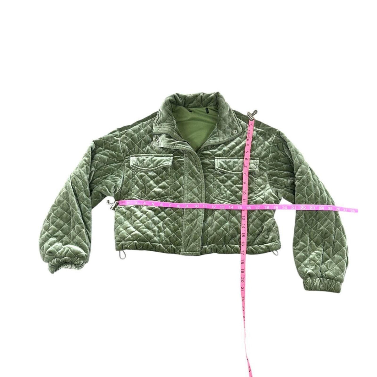 Forever 21 Quilted Velvet Jacket Sage Green Cropped Bomber Jacket Y2K Fairycore