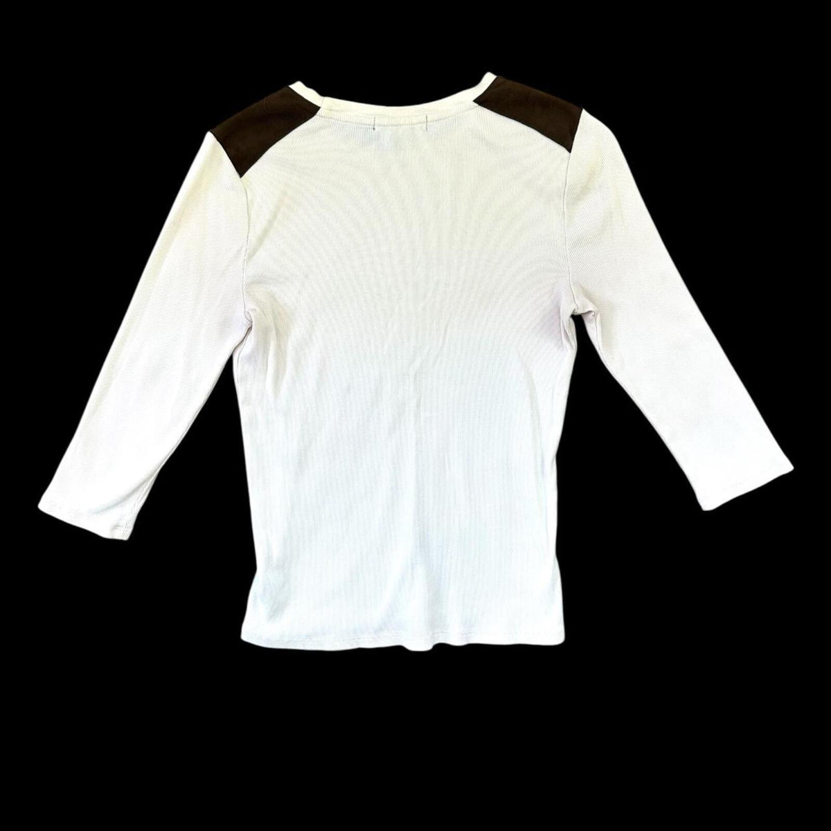 Lauren Ralph Lauren Y2K Cream and Brown 'Future Milf' 3/4 Length Long Sleeve