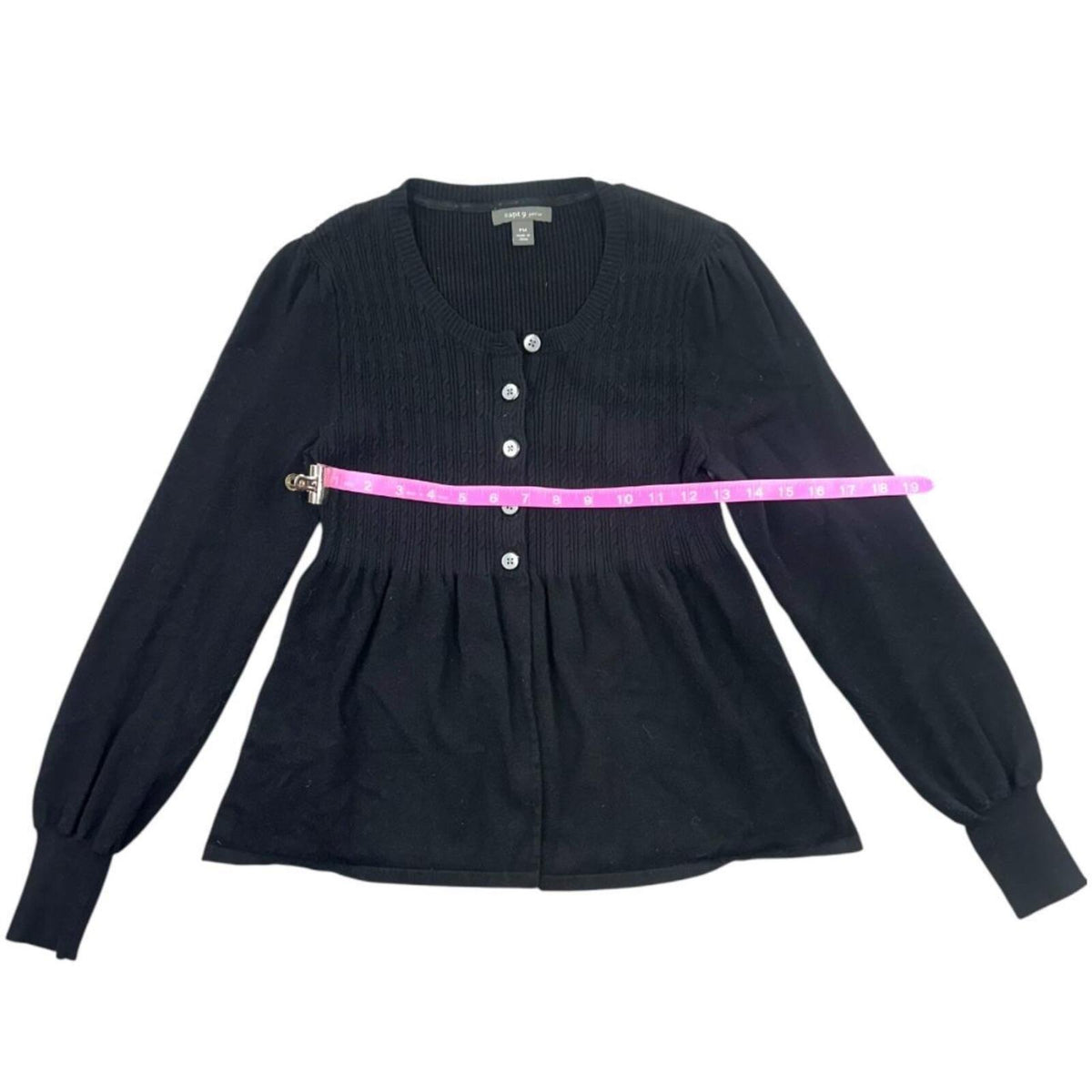 Apt. 9 Long Sleeve Babydoll Button Up Sweater Blouse in Black