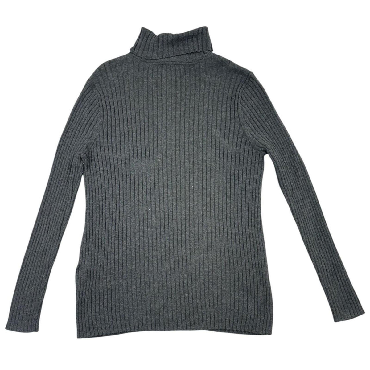 Chico's Ribbed Gray Turtleneck Sweater Soft Vertical Knit Minimalist