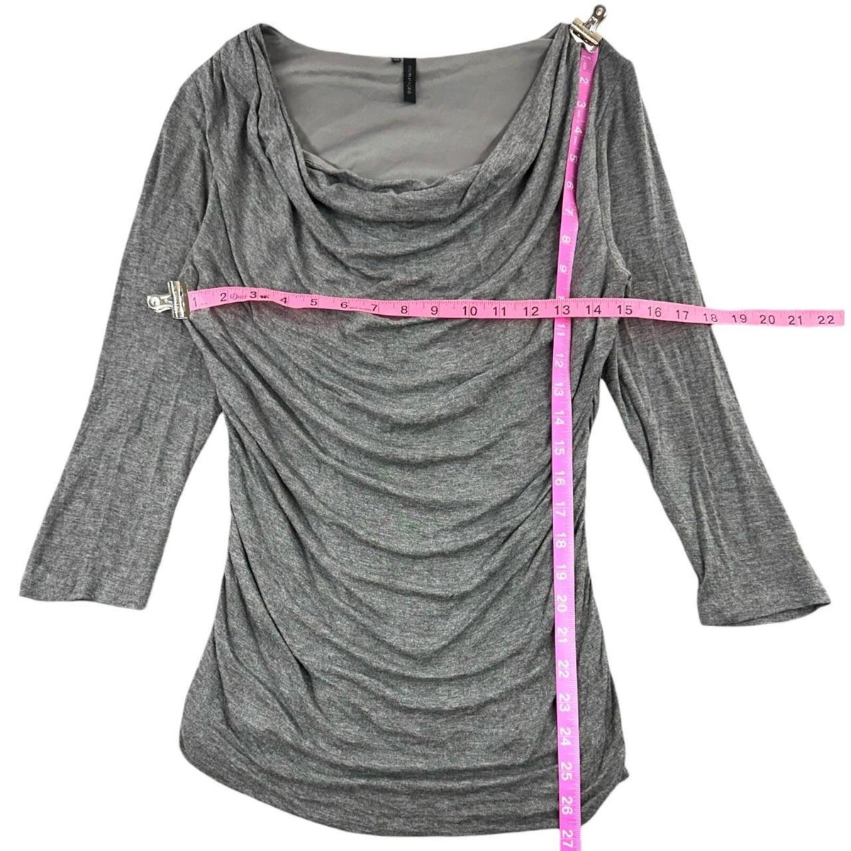 Maurices Heather Grey Cowl Neck Ruched Top Women's Y2K Office