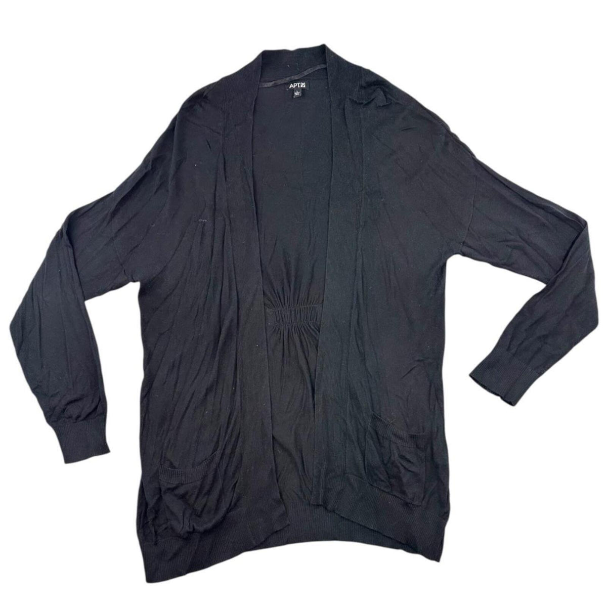 Apt. 9 Black Open Front Cardigan Minimalist Preppy Style with Pocket