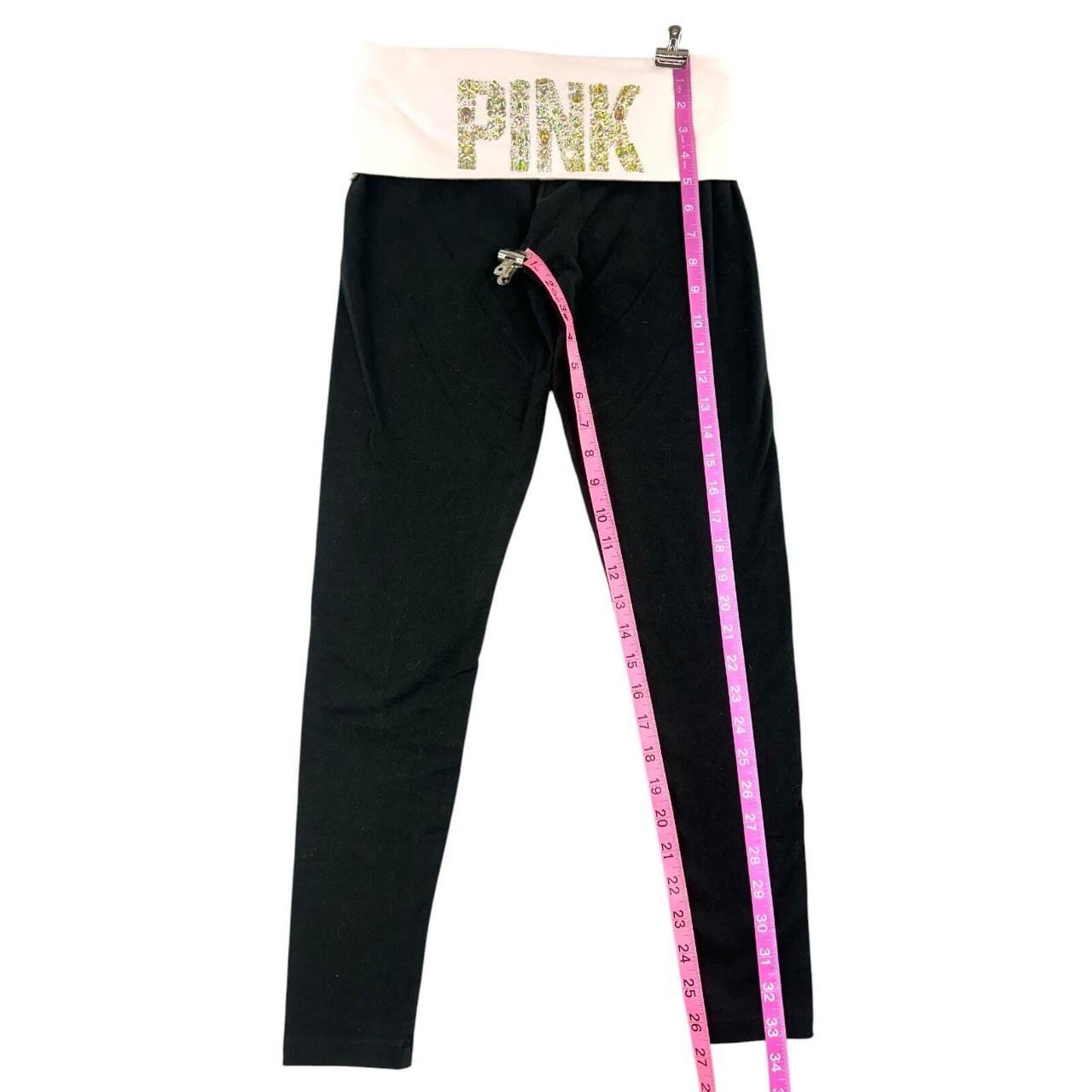 Victoria's Secret PINK Y2K Foldover Leggings with Rhinestone Logo Vintage 2012