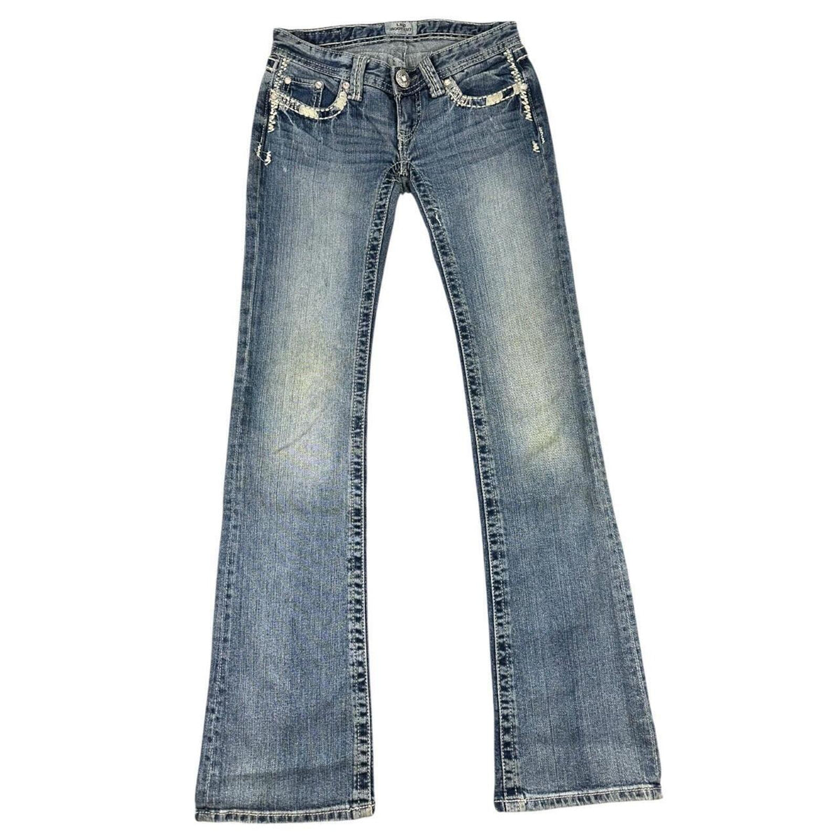 Daytrip Y2K Bootcut Jeans with Embroidered Rhinestone Back Pockets