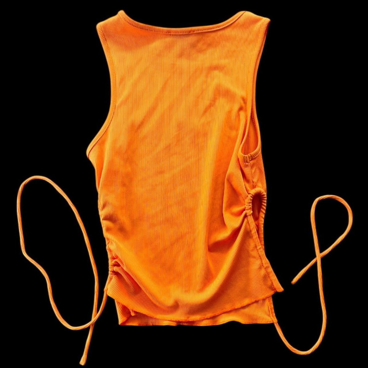 Princess Polly Samara Orange Ribbed Crop Tank Top with Adjustable Side Ties