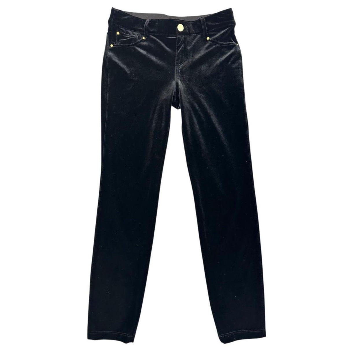 INC International Concepts Y2K Black Velvet Slim Leg Pants Mid Rise