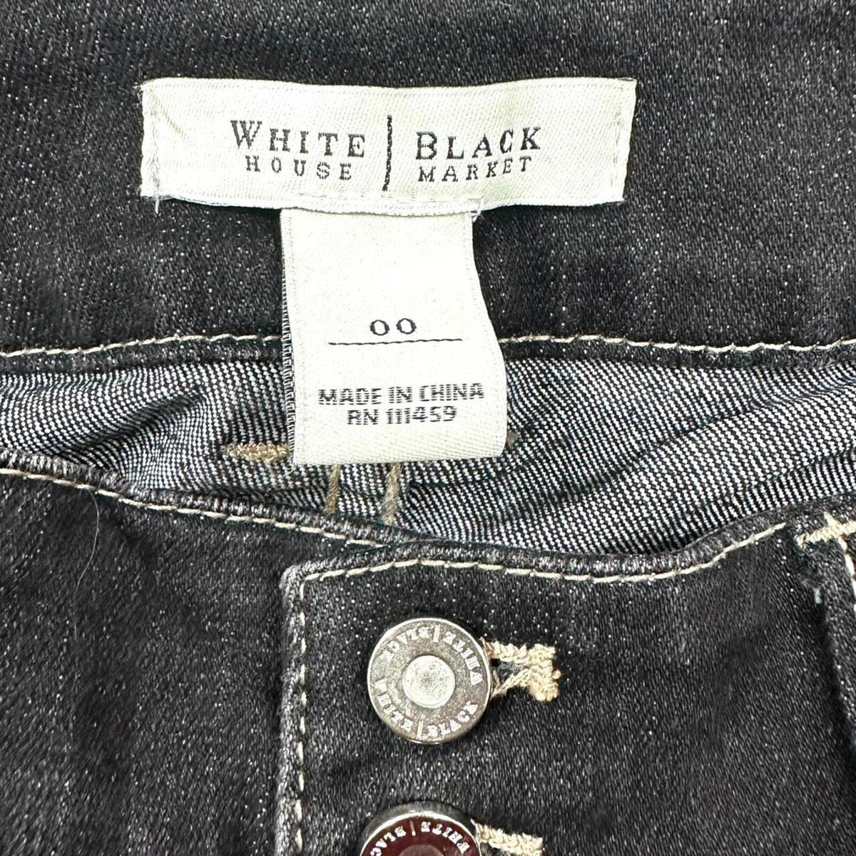 White House Black Market Dark Wash Denim Mini Skirt Low Rise Zipper Closure