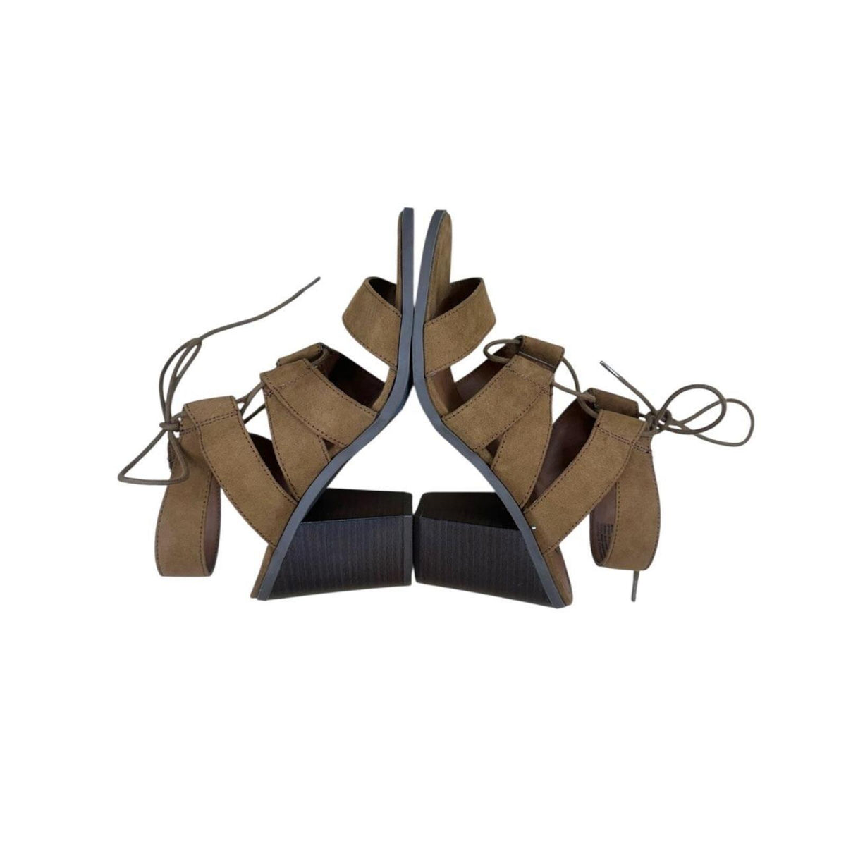 Candie's Canova Cognac Faux Suede Block Heel Gladiator Sandals Boho
