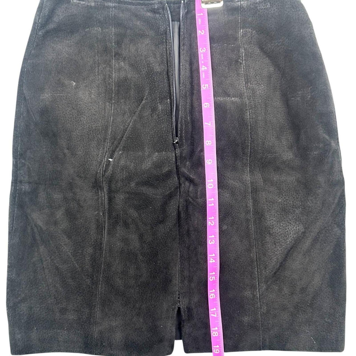 Vintage Chia Suede Leather Pencil Skirt 1980s 1990s Black