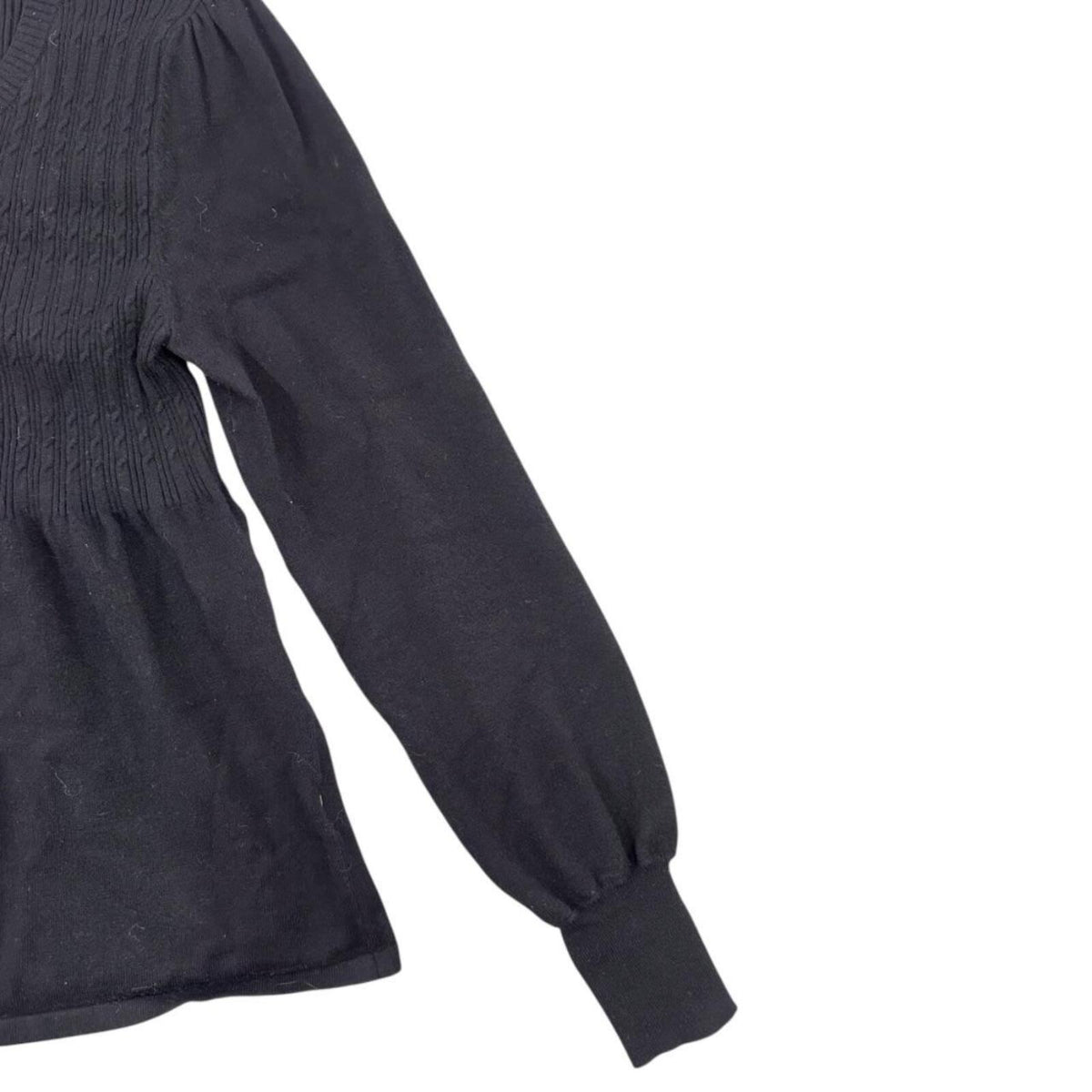 Apt. 9 Long Sleeve Babydoll Button Up Sweater Blouse in Black
