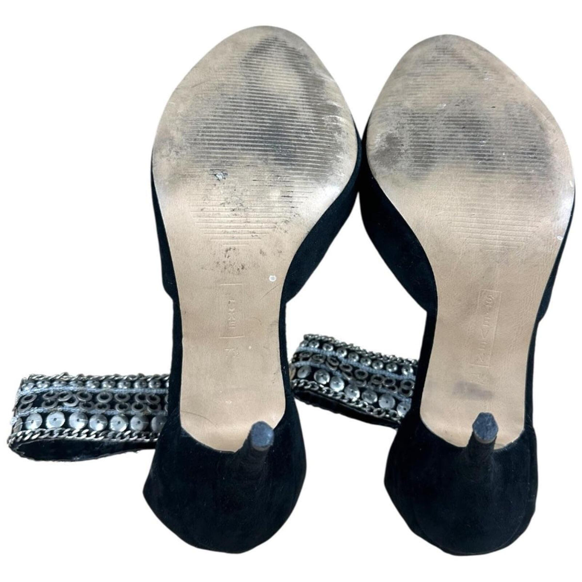 Steve Madden Luxe L Fiona Black Suede Jeweled Pumps