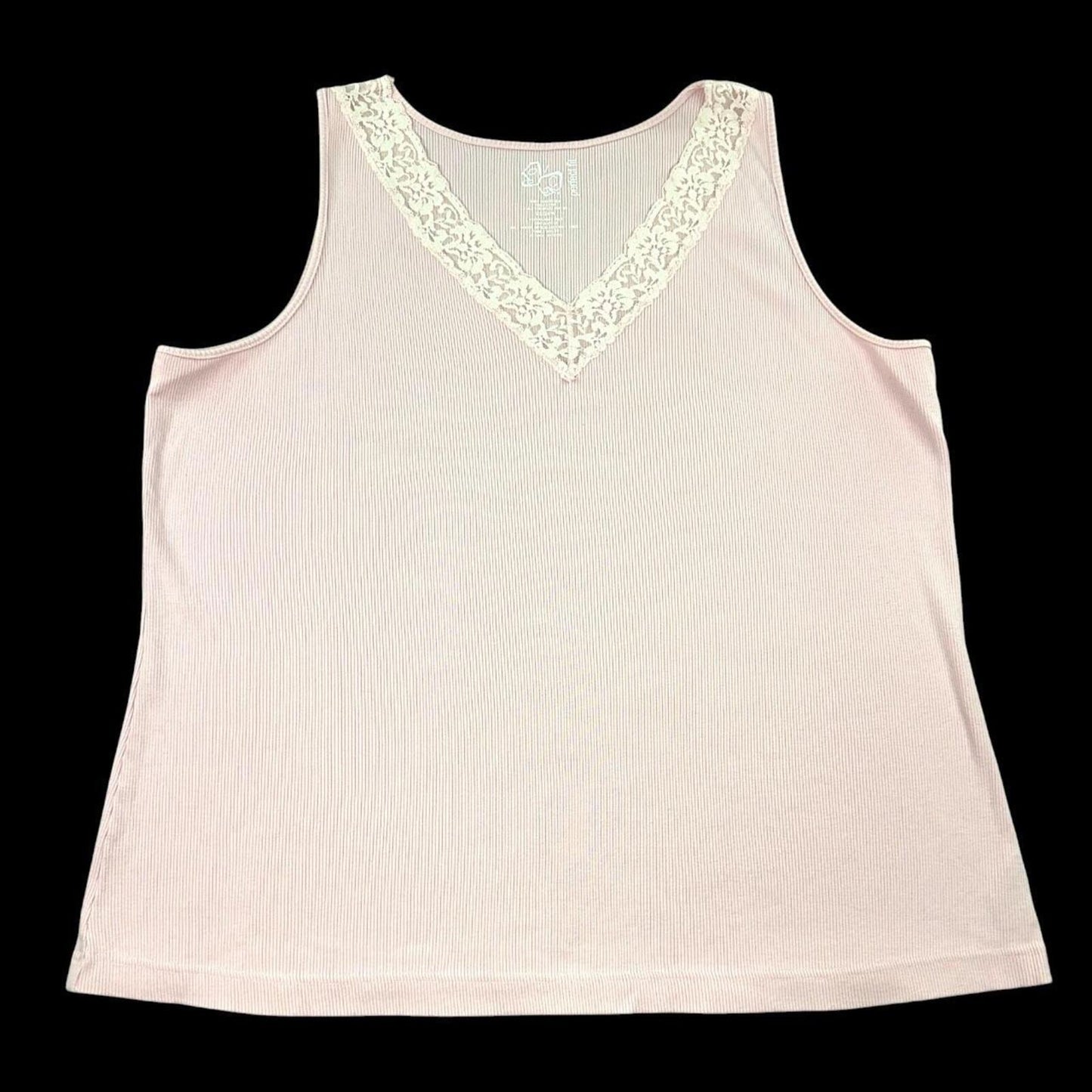 St. John's Bay Perfect Fit Pink Lace Trim Tank Top Soft Girl