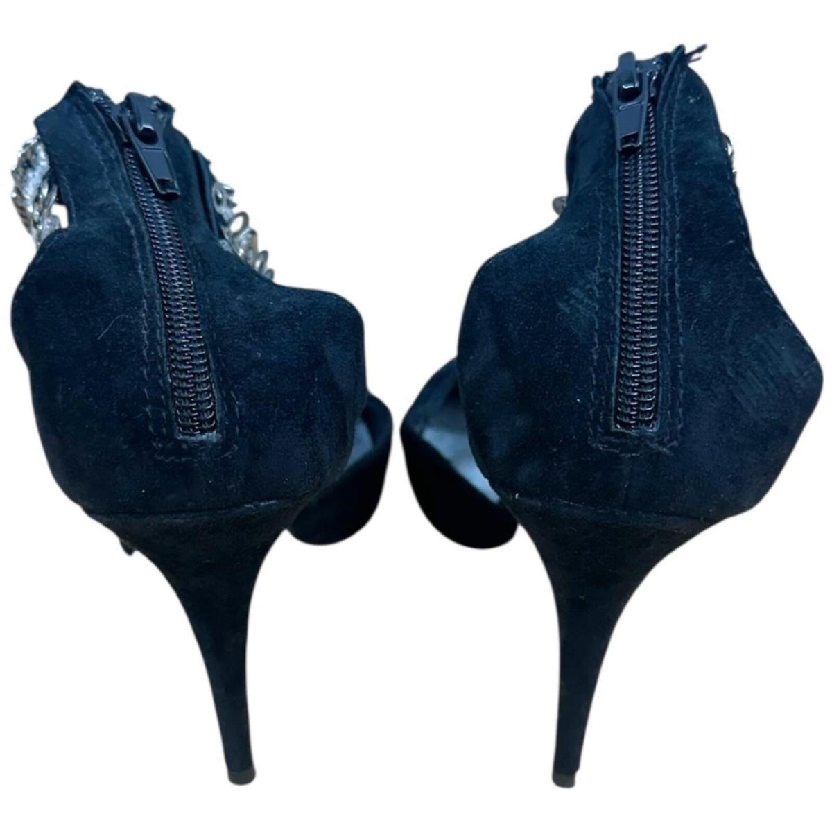 Steve Madden Luxe L Fiona Black Suede Jeweled Pumps