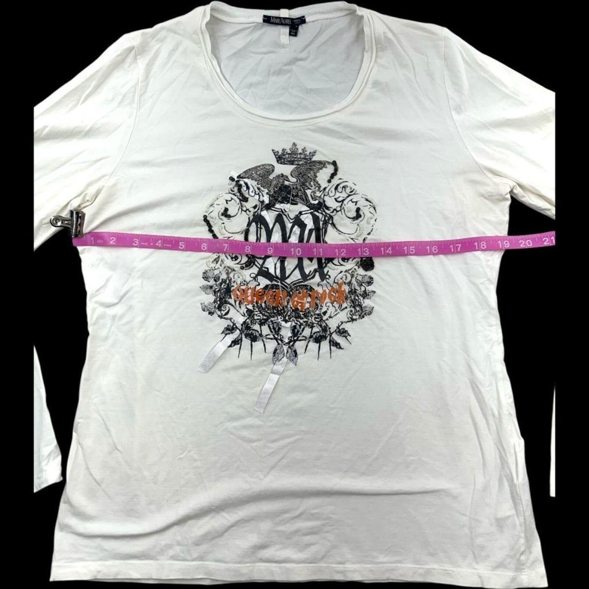 Marc by Marc Jacobs White Long Sleeve Graphic Top Y2K Indie Punk