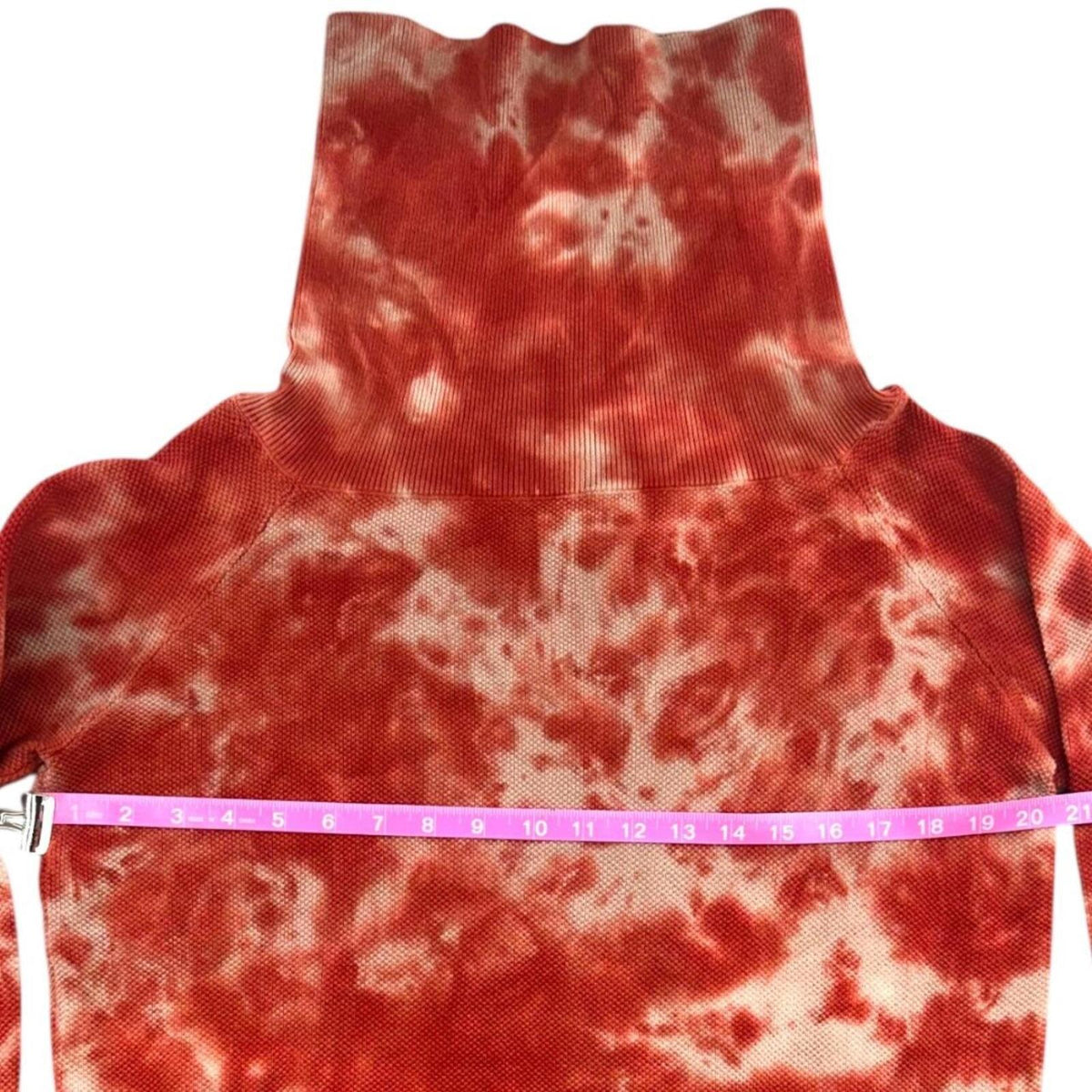 MINNE Tie Dye Cowl Neck Sweatshirt Red White Bohemian Casual Indie Style