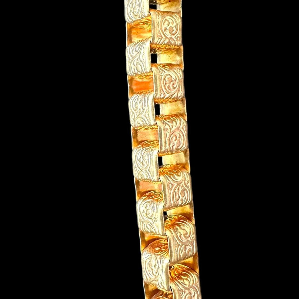 Vintage Gold Tone Engraved Box Chain Bracelet/Anklet