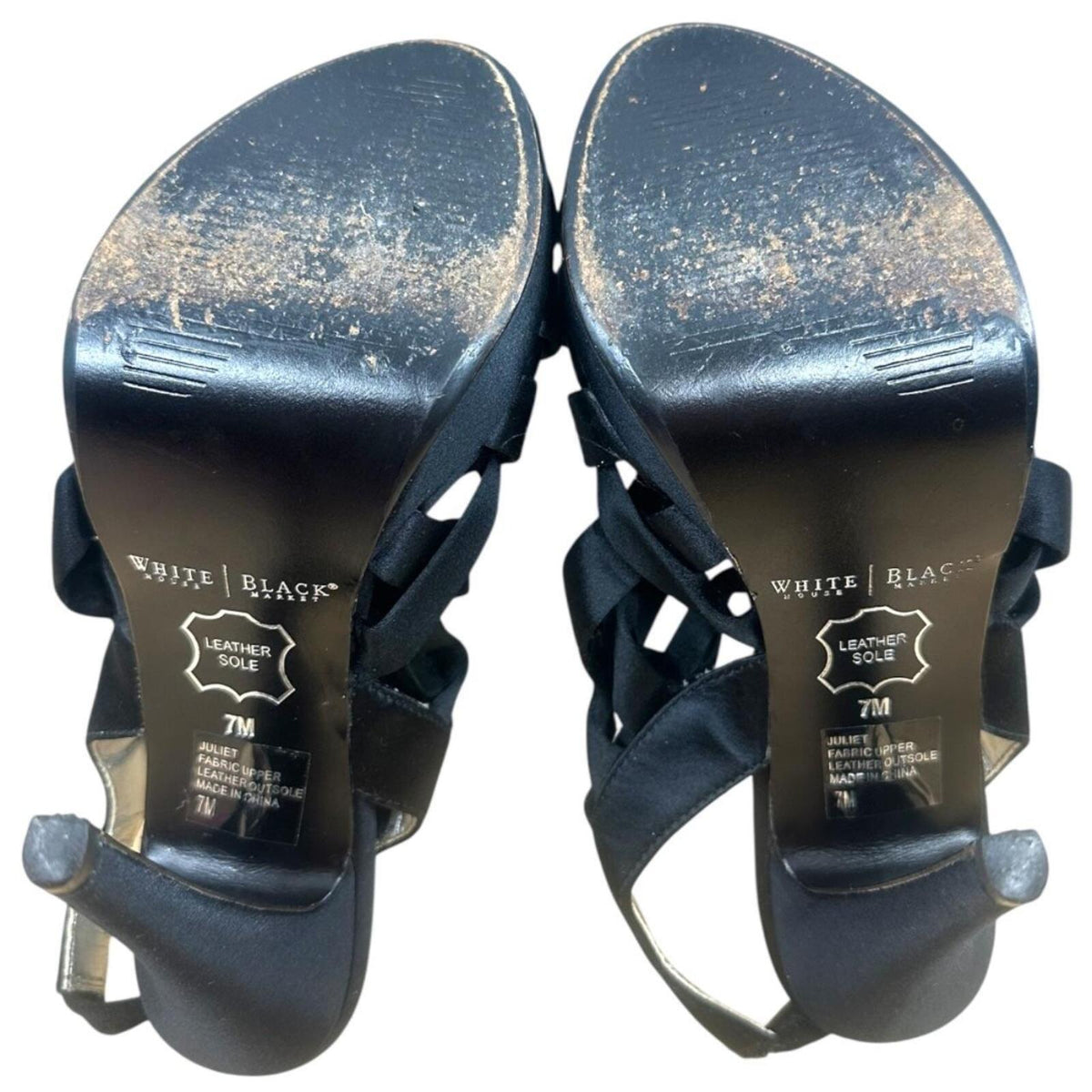 White House Black Market Carysn Black Satin Strappy Platform Heels Y2K Glam