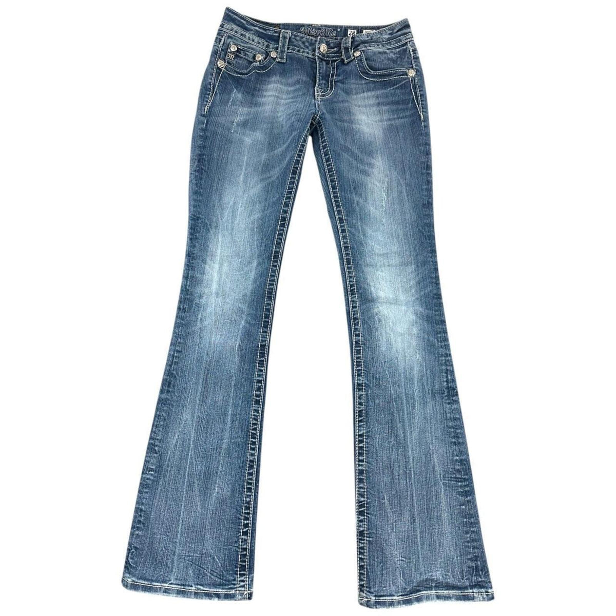 Miss Me Vintage Y2K Rhinestone Embellished Bootcut Jeans with Wings and Hearts