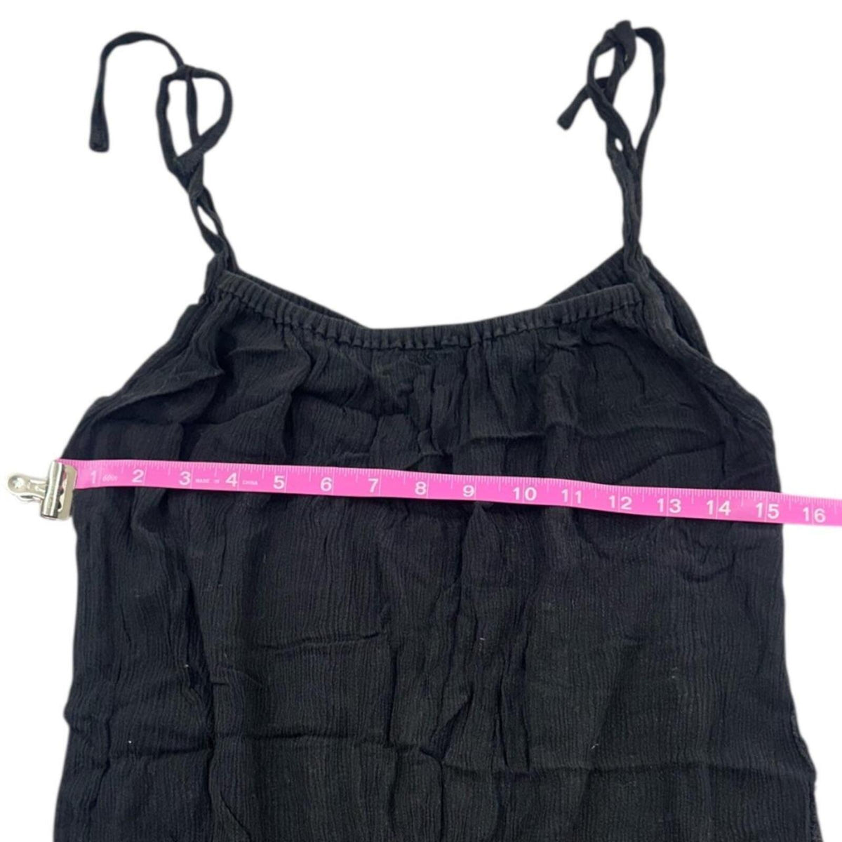 Black Crinkle Fringe Tank Top Bohemian Indie Fairycore