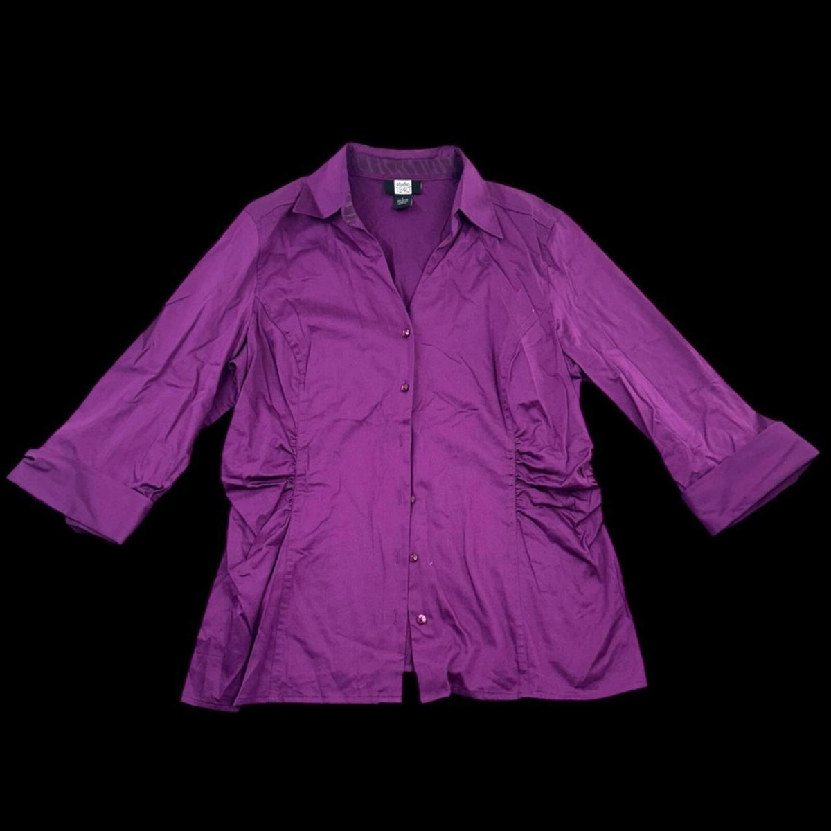 Studio 1940 Purple 3/4 Sleeve Button Up Blouse